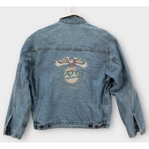 Vintage Matco Tools Denim Jacket Mens Medium Automotive Embroidered Eagle USA